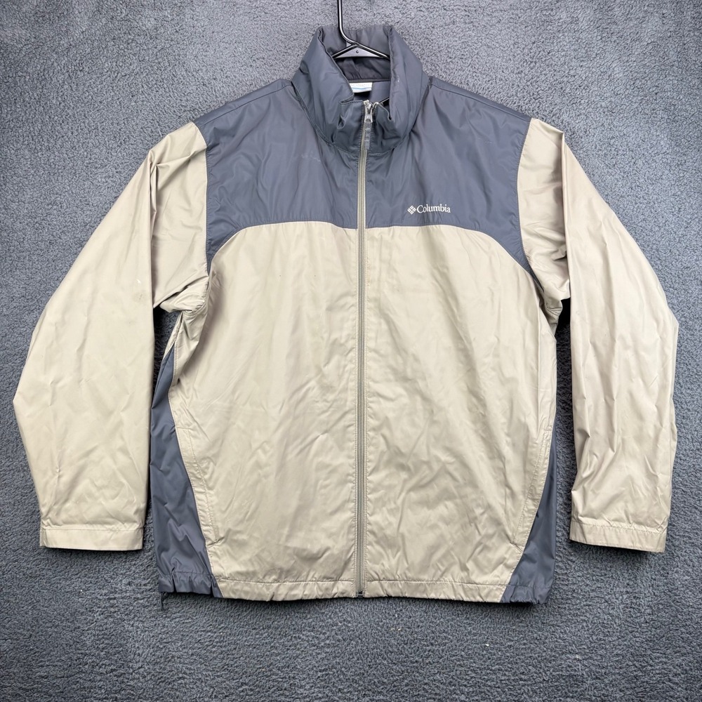 Columbia Men's XL Lightweight Jacket Tan Gray Full Zip Outdoor Activewear